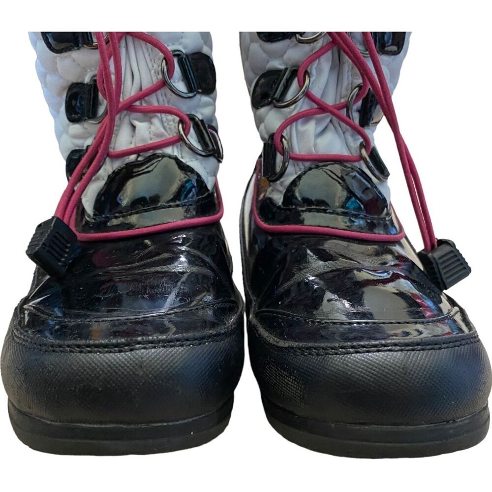 Totes Toasty White Girls Snow Boot in Black, Pink and White Sz 4 - Picture 6 of 10
